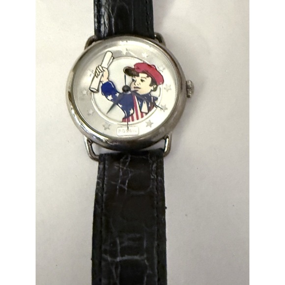 Vintage Fossil LE9490 Limited Edition News Boy Wind Up Tin Toy Set Watch - Picture 5 of 10